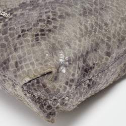 Pre Owned Michael Kors Grey Snakeskin Embossed Leather Bedford Shoulder Bag