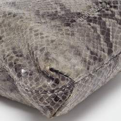 Pre Owned Michael Kors Grey Snakeskin Embossed Leather Bedford Shoulder Bag