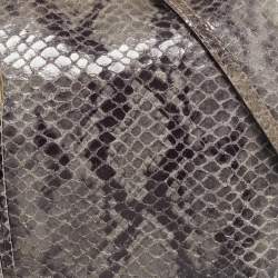 Pre Owned Michael Kors Grey Snakeskin Embossed Leather Bedford Shoulder Bag