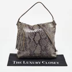 Pre Owned Michael Kors Grey Snakeskin Embossed Leather Bedford Shoulder Bag