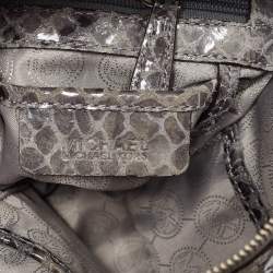 Pre Owned Michael Kors Grey Snakeskin Embossed Leather Bedford Shoulder Bag