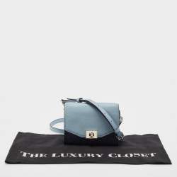 Pre Owned Michael Kors Two Tone Blue Signature Coated Canvas and Leather Crossbody Bag