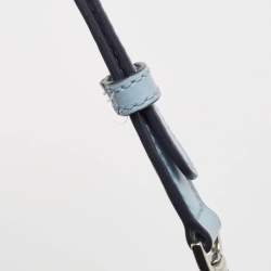 Pre Owned Michael Kors Two Tone Blue Signature Coated Canvas and Leather Crossbody Bag