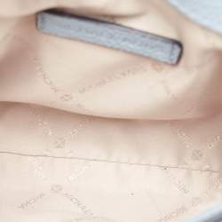 Pre Owned Michael Kors Two Tone Blue Signature Coated Canvas and Leather Crossbody Bag