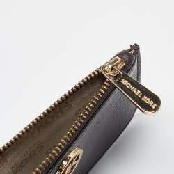 Michael Kors Dark Brown Leather Top Zip Coin Purse