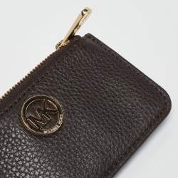 Michael Kors Dark Brown Leather Top Zip Coin Purse