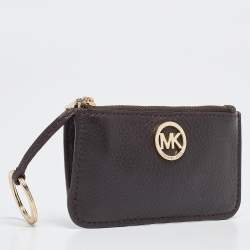 Michael Kors Dark Brown Leather Top Zip Coin Purse