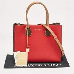 Michael Kors Bright Red Leather Large Convertible Mercer Tote