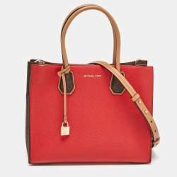 Michael Kors Bright Red Leather Large Convertible Mercer Tote