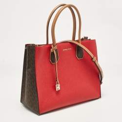 Michael Kors Bright Red Leather Large Convertible Mercer Tote