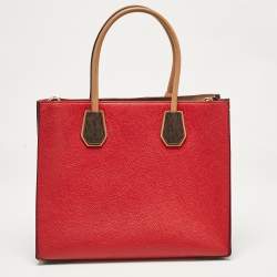 Michael Kors Bright Red Leather Large Convertible Mercer Tote