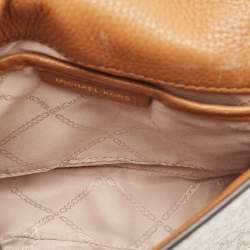 Pre Owned Michael Kors Beige/Tan Signature Coated Canvas and Leather Mott Crossbody Bag