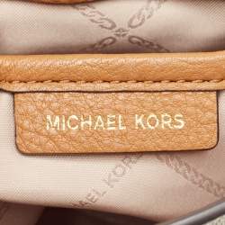 Pre Owned Michael Kors Beige/Tan Signature Coated Canvas and Leather Mott Crossbody Bag