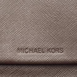 Michael Kors Beige/Brown Snakeskin Embossed Leather Jet Set Zip Around Wallet