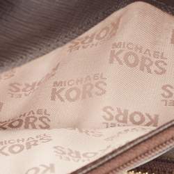 Michael Kors Beige/Brown Snakeskin Embossed Leather Jet Set Zip Around Wallet