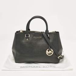 Pre Owned Michael Kors Black Leather Medium Sutton Tote