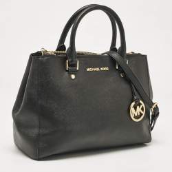 Pre Owned Michael Kors Black Leather Medium Sutton Tote