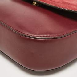 Michael Kors Burgundy Leather and Suede Half Dome Crossbody Bag