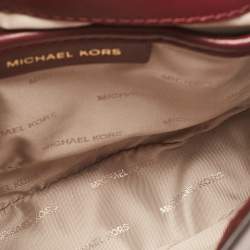 Michael Kors Burgundy Leather and Suede Half Dome Crossbody Bag