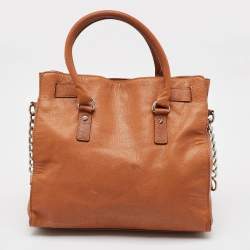 Pre Owned Michael Kors Brown Leather Large Hamilton North South Tote