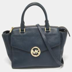 Michael Kors Navy Blue Leather Large Quinn Satchel Michael Kors TLC