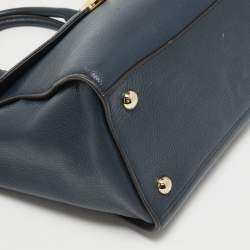 Michael Kors Navy Blue Leather Large Hudson Satchel