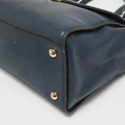 Michael Kors Navy Blue Leather Large Hudson Satchel