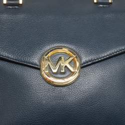 Michael Kors Navy Blue Leather Large Hudson Satchel