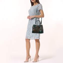 Pre Owned Michael Kors Green/Brown Signature Coated Canvas Small Mercer Gallery Tote