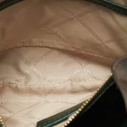 Pre Owned Michael Kors Green/Brown Signature Coated Canvas Small Mercer Gallery Tote