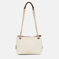 Michael Kors Grey Signature Coated Canvas Logo Chain Shoulder Bag