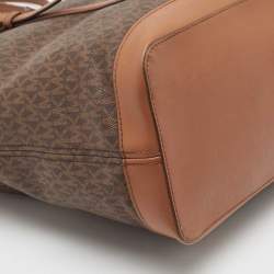 Michael Kors Brown Signature Coated Canvas Jet Set Travel Tote