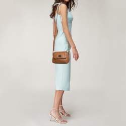 Pre Owned Michael Kors Brown Leather Jet Set Flap Crossbody Bag