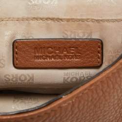 Pre Owned Michael Kors Brown Leather Jet Set Flap Crossbody Bag