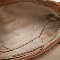 Pre Owned Michael Kors Brown Leather Jet Set Flap Crossbody Bag