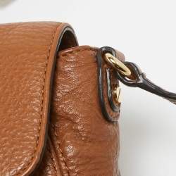 Pre Owned Michael Kors Brown Leather Jet Set Flap Crossbody Bag