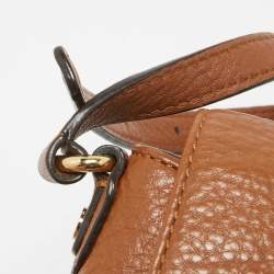 Pre Owned Michael Kors Brown Leather Jet Set Flap Crossbody Bag