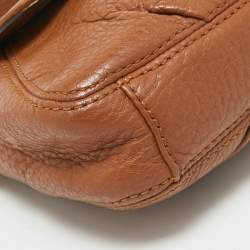 Pre Owned Michael Kors Brown Leather Jet Set Flap Crossbody Bag