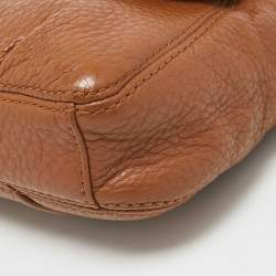 Pre Owned Michael Kors Brown Leather Jet Set Flap Crossbody Bag