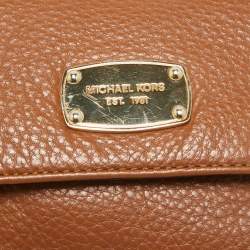 Pre Owned Michael Kors Brown Leather Jet Set Flap Crossbody Bag