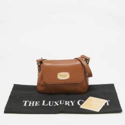 Pre Owned Michael Kors Brown Leather Jet Set Flap Crossbody Bag