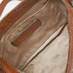 Pre Owned Michael Kors Brown Leather Jet Set Flap Crossbody Bag