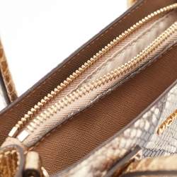 Michael Kors Beige/Gold Python Embossed Leather Mini Mercer Tote