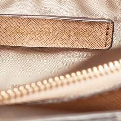 Michael Kors Beige/Gold Python Embossed Leather Mini Mercer Tote