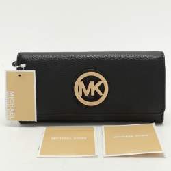 Pre Owned Michael Kors Black Leather Fulton Continental Wallet