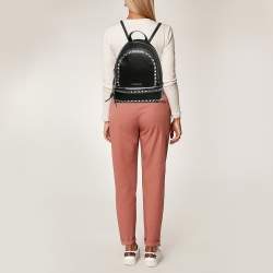 Michael Kors Black Faux Leather Medium Studded Rhea Backpack