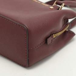 Pre Owned Michael Kors Burgundy Leather XS Savannah Satchel