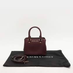 Pre Owned Michael Kors Burgundy Leather XS Savannah Satchel