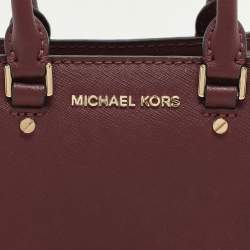 Pre Owned Michael Kors Burgundy Leather XS Savannah Satchel