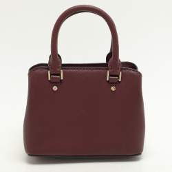 Pre Owned Michael Kors Burgundy Leather XS Savannah Satchel